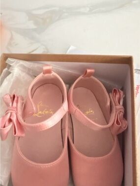 Christian Louboutin Girls Pink Mary Jane Shoes with Side Bows